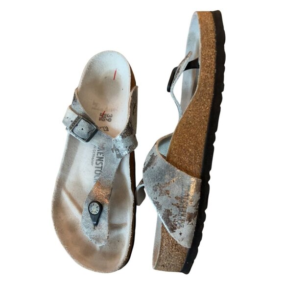 Women's Birkenstock Gizeh Metallic Silver Size EU 39 US 8-8.5‎ - Picture 4 of 12